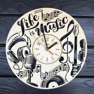 Круглий настінний годинник з дерева «Музика» - Інтернет-магазин спільних покупок ToGether