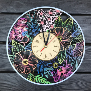 Дерев'яний настінний годинник з УФ-друком «Літні квіти» - Інтернет-магазин спільних покупок ToGether