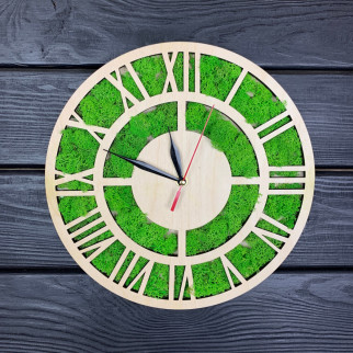 Дерев'яний настінний годинник зі стабілізованим мохом - Інтернет-магазин спільних покупок ToGether
