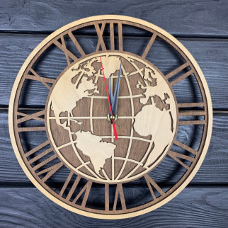 Дизайнерський настінний годинник з дерева «Глобус» - Інтернет-магазин спільних покупок ToGether