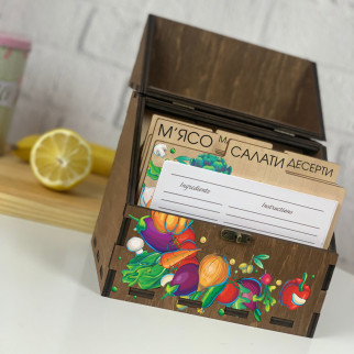 Органайзер з дерева зі спеціальними картками та тематичними розділами для запису рецептів - Інтернет-магазин спільних покупок ToGether
