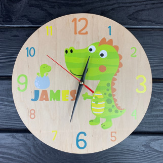 Іменний настінний годинник з динозавром в кімнату хлопчика - Інтернет-магазин спільних покупок ToGether