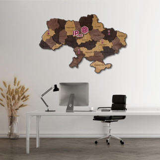 Велика об'ємна карта України з дерева з логотипом на замовлення - Інтернет-магазин спільних покупок ToGether