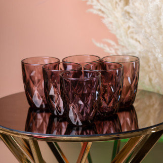 Склянка для напоїв фігурна гранована з товстого скла набір 6 шт Рожевий - Інтернет-магазин спільних покупок ToGether
