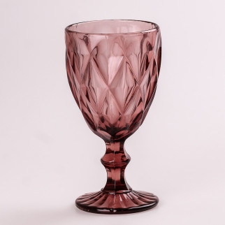 Келих для вина високий фігурний гранований з товстого скла набір 6 шт Рожевий - Інтернет-магазин спільних покупок ToGether