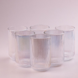 Склянка для напоїв висока фігурна прозора ребриста з товстого скла набір 6 шт Rainbow - Інтернет-магазин спільних покупок ToGether