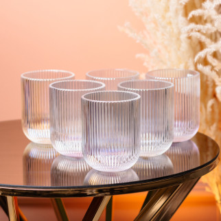 Склянка для напоїв фігурна прозора ребриста з товстого скла набір 6 шт Rainbow - Інтернет-магазин спільних покупок ToGether