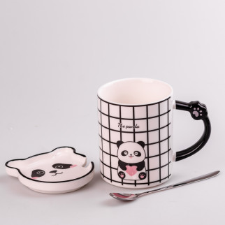 Чашка керамічна 350 мл The Panda з блюдцем та ложкою - Інтернет-магазин спільних покупок ToGether