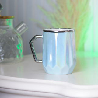 Чашка керамічна 450 мл у дзеркальній глазурі Блакитний - Інтернет-магазин спільних покупок ToGether