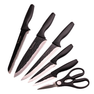 Набір кухонних ножів з підставкою 6 предметів Чорний - Інтернет-магазин спільних покупок ToGether