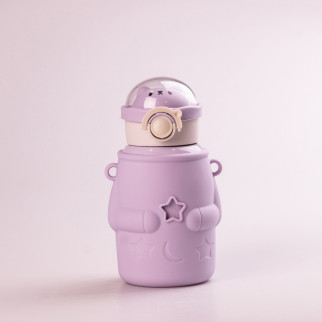 Термос дитячий з трубочкою та ремінцем 500 мл з нержавіючої сталі Фіолетовий - Інтернет-магазин спільних покупок ToGether