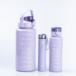 Пляшка для води набір 3в1 0.3л 0.9л 2л з дозатором Фіолетовий - Інтернет-магазин спільних покупок ToGether