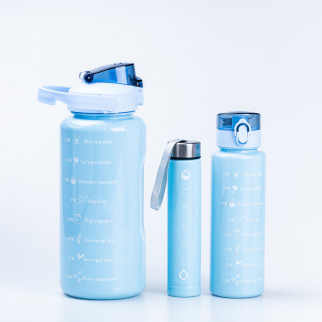 Пляшка для води набір 3в1 0.3л 0.9л 2л з дозатором Синій - Інтернет-магазин спільних покупок ToGether