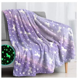Плед Magic Blanket з зірками світиться в темряві розміром 120x150 см фіолетовий - Інтернет-магазин спільних покупок ToGether