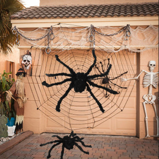 Декорація велике павутиння RESTEQ. Моторошне павутиння 150 см. Павутина декоративна, велюрова - Інтернет-магазин спільних покупок ToGether