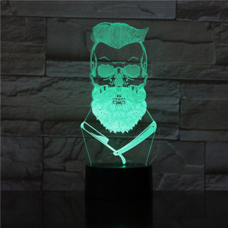 3D світлодіодний світильник Barber Skull. LED світильник для барбершопу, 7 кольорів - Інтернет-магазин спільних покупок ToGether