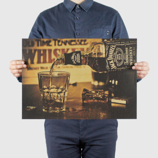Ретро плакат Jack Daniels RESTEQ із щільного крафтового паперу 51x36cm. Постер віскі Джек Деніелс - Інтернет-магазин спільних покупок ToGether