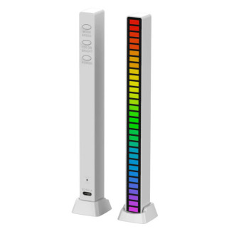 Світлодіодний USB RGB світильник із мікрофоном. LED світильник "Рівні музики", 32 світлодіоди 5V, 18 см. Аудіо рівень білий - Інтернет-магазин спільних покупок ToGether