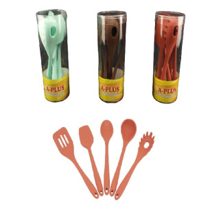 Набір кухонний пластик 5предметів (половник,лопатка,ложка для спагетті,ложка)кольорові A-PLUS - Інтернет-магазин спільних покупок ToGether