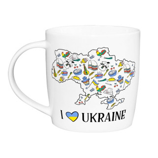 Чашка порцеляна 360мл Бочка I love Ukraine + подарункова коробка KVARTA - Інтернет-магазин спільних покупок ToGether