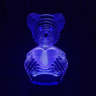 Акриловий світильник-нічник Ведемедик з серцем синій tty-n000022 - Інтернет-магазин спільних покупок ToGether