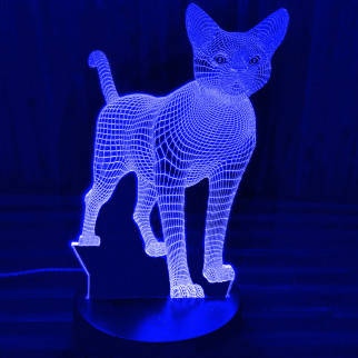 Акриловий світильник-нічник Кішка синій tty-n000164 - Інтернет-магазин спільних покупок ToGether