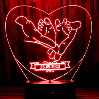 Акриловий світильник-нічник подарунок новонародженому червоний tty-n000057 - Інтернет-магазин спільних покупок ToGether