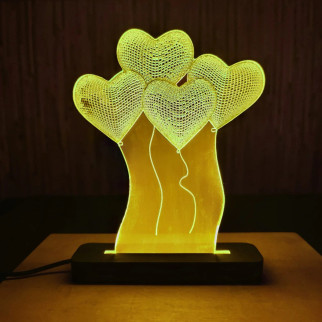 Акриловий світильник-нічник Серця жовтий tty-n000136 - Інтернет-магазин спільних покупок ToGether