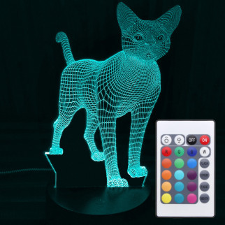 Акриловий світильник-нічник з пультом 16 кольорів Кішка tty-n000168 - Інтернет-магазин спільних покупок ToGether