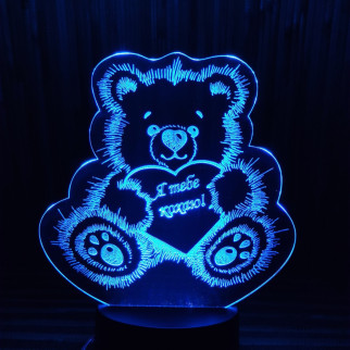 Акриловий світильник-нічник Ведмедик Кохання синій tty-n000187 - Інтернет-магазин спільних покупок ToGether