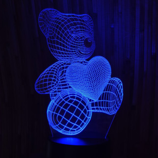 Акриловий світильник-нічник Ведмедик з серцем 2 синій tty-n000325 - Інтернет-магазин спільних покупок ToGether