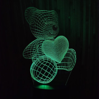 Акриловий світильник-нічник Ведмедик з серцем 2 зелений tty-n000326 - Інтернет-магазин спільних покупок ToGether
