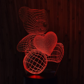 Акриловий світильник-нічник Ведмедик з серцем 2 червоний tty-n000327 - Інтернет-магазин спільних покупок ToGether