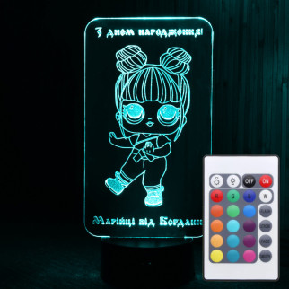 Акриловий світильник-нічник з пультом 16 кольорів лялька ЛОЛ (L.O.L) tty-n000385 - Інтернет-магазин спільних покупок ToGether