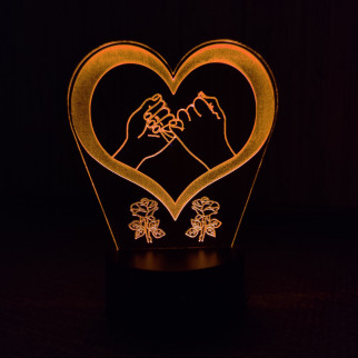 Акриловий світильник-нічник Кохання Серце 3 жовтий tty-n000389 - Інтернет-магазин спільних покупок ToGether