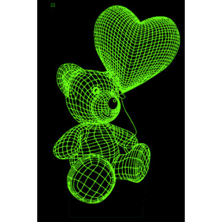 Акриловий світильник-нічник Ведмедик з серцем 3 зелений tty-n000416 - Інтернет-магазин спільних покупок ToGether