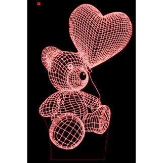 Акриловий світильник-нічник Ведмедик з серцем 3 червоний tty-n000417 - Інтернет-магазин спільних покупок ToGether