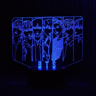 Акриловий світильник-нічник гурт BTS 2 синій tty-n000457 - Інтернет-магазин спільних покупок ToGether