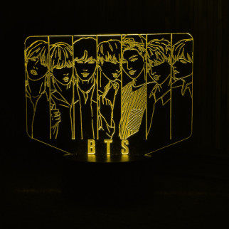 Акриловий світильник-нічник гурт BTS 2 жовтий tty-n000460 - Інтернет-магазин спільних покупок ToGether