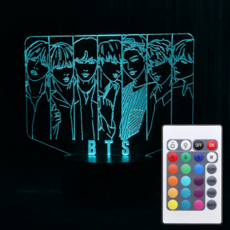 Акриловий світильник-нічник з пультом 16 кольорів гурт BTS 2 tty-n000462 - Інтернет-магазин спільних покупок ToGether
