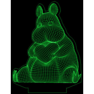 Акриловий світильник-нічник Бегемотик з серцем зелений tty-n000706 - Інтернет-магазин спільних покупок ToGether
