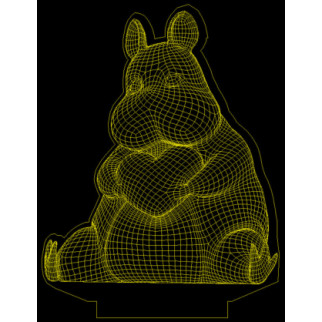 Акриловий світильник-нічник Бегемотик з серцем жовтий tty-n000708 - Інтернет-магазин спільних покупок ToGether