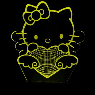 Акриловий світильник-нічник Хелоу Кіті жовтий tty-n000943 - Інтернет-магазин спільних покупок ToGether