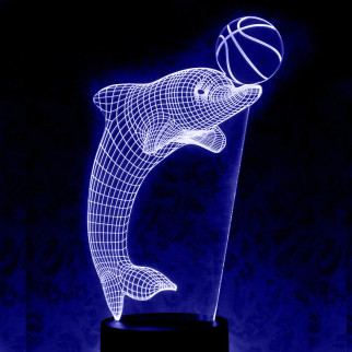 Акриловий світильник-нічник Дельфін з м'ячем синій tty-n000975 - Інтернет-магазин спільних покупок ToGether