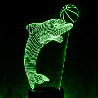 Акриловий світильник-нічник Дельфін з м'ячем зелений tty-n000976 - Інтернет-магазин спільних покупок ToGether