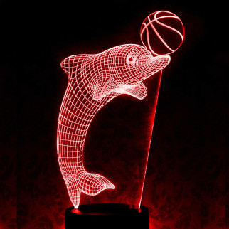 Акриловий світильник-нічник Дельфін з м'ячем червоний tty-n000977 - Інтернет-магазин спільних покупок ToGether