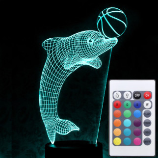 Акриловий світильник-нічник з пультом 16 кольорів Дельфін з м'ячем tty-n000980 - Інтернет-магазин спільних покупок ToGether
