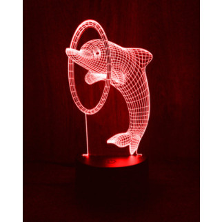 Акриловий світильник-нічник Дельфін з кільцем червоний tty-n000984 - Інтернет-магазин спільних покупок ToGether