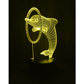 Акриловий світильник-нічник Дельфін з кільцем жовтий tty-n000985 - Інтернет-магазин спільних покупок ToGether