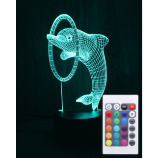 Акриловий світильник-нічник з пультом 16 кольорів Дельфін з кільцем tty-n000987 - Інтернет-магазин спільних покупок ToGether